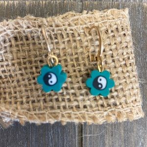 ☯️ Cute Green Y2K Yin Yang Flower Clay Earrings